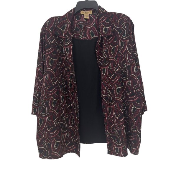 Notations Womans Black & Burgandy  Abstract Print Button-Up Blouse w/Tank Top - Picture 10 of 11